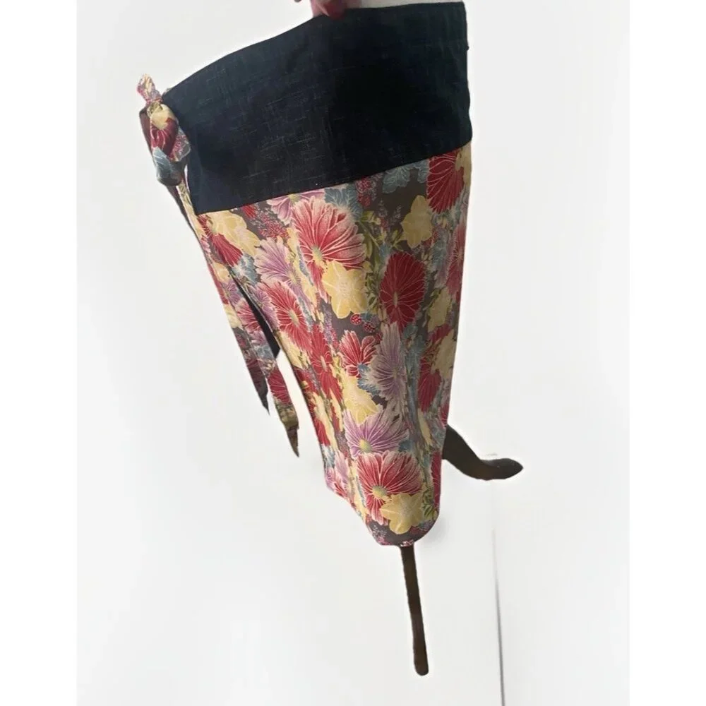 Handmade Reversible Half Apron Floral Print Pocket Garden Cooking Craft Utility